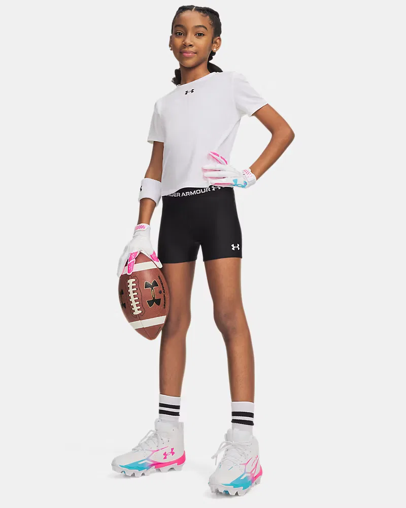 Детские спортивные шорты 7,6 см (внутренний шов) быстросохнущие HeatGear Shorty UnderArmour, Black/White — фото 3