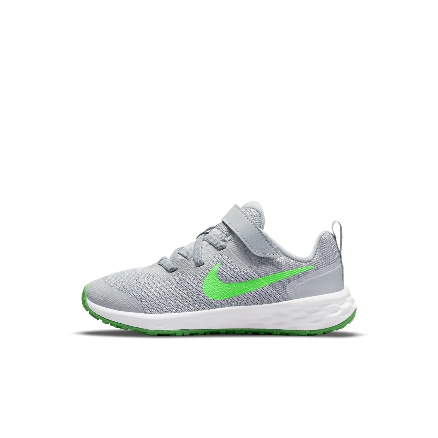 Детские кроссовки для мальчиков с закрытым носком Revolution 6 NIKE, Grey Light Green Grey Strike Dark Smoke Grey
