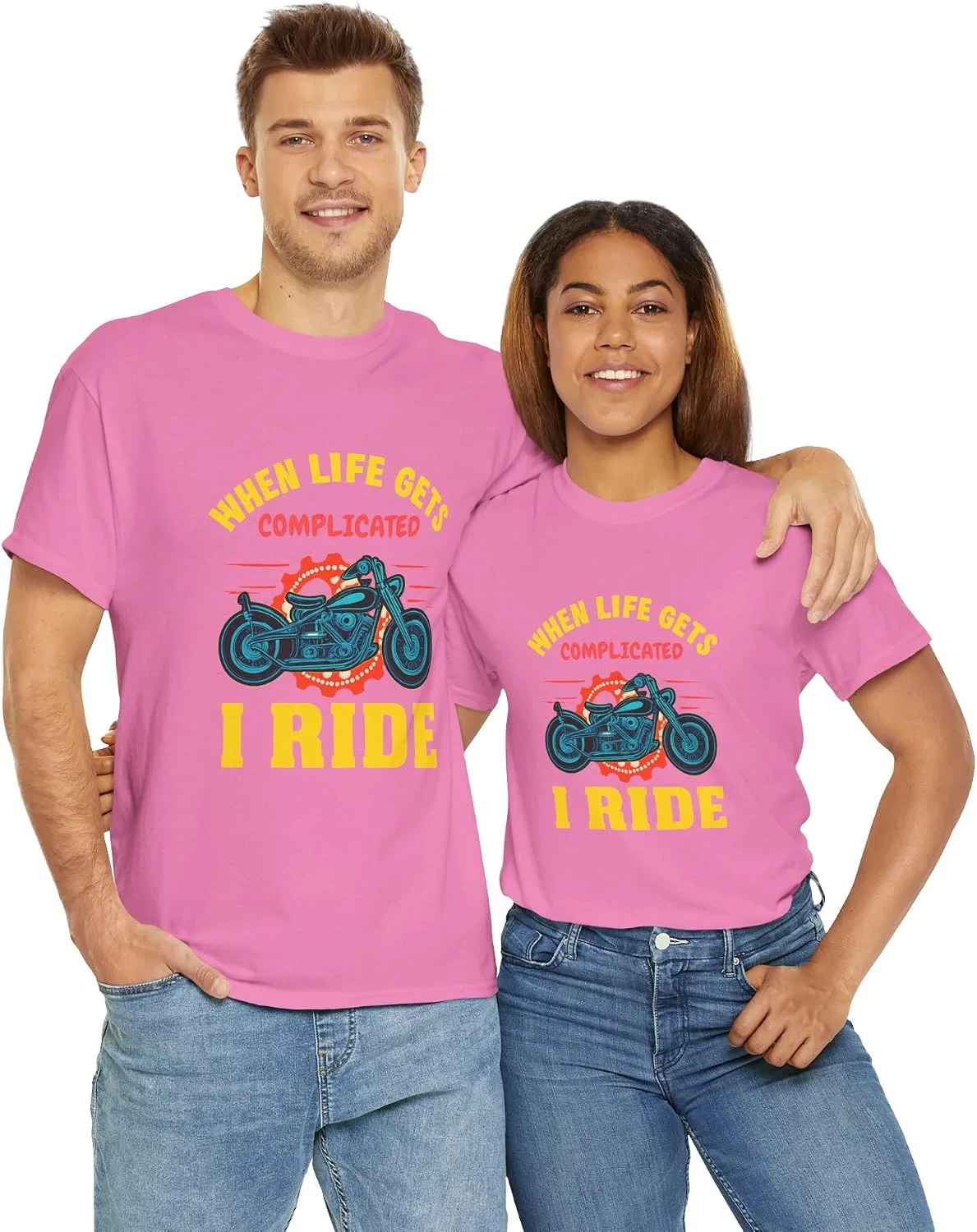 Футболка с принтом Motorcycle Quote Heavy Cotton, Azalea — фото 4