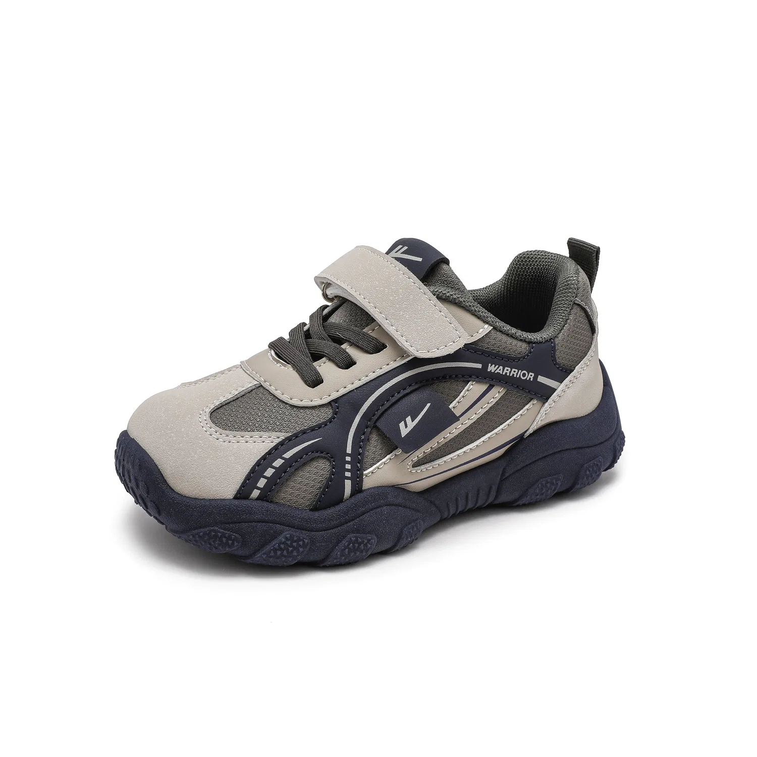 Детские повседневные кроссовки с синтетической кожей Kids' Casual Shoes, WARRIOR, Army Green/Dark Beige/Blue — фото 3