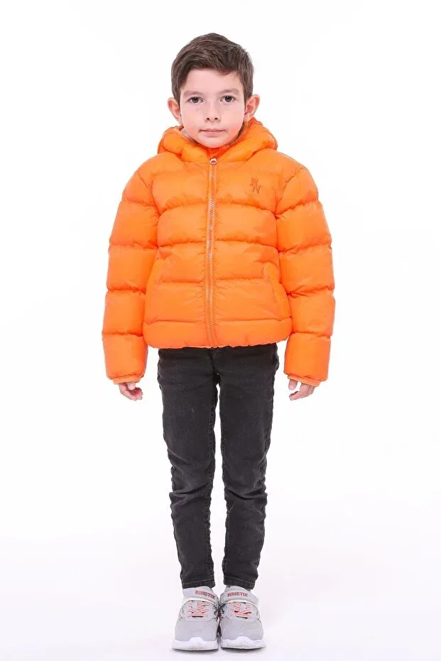 Детское пальто для девочек с капюшоном Benitto Kids, Orange — фото 2