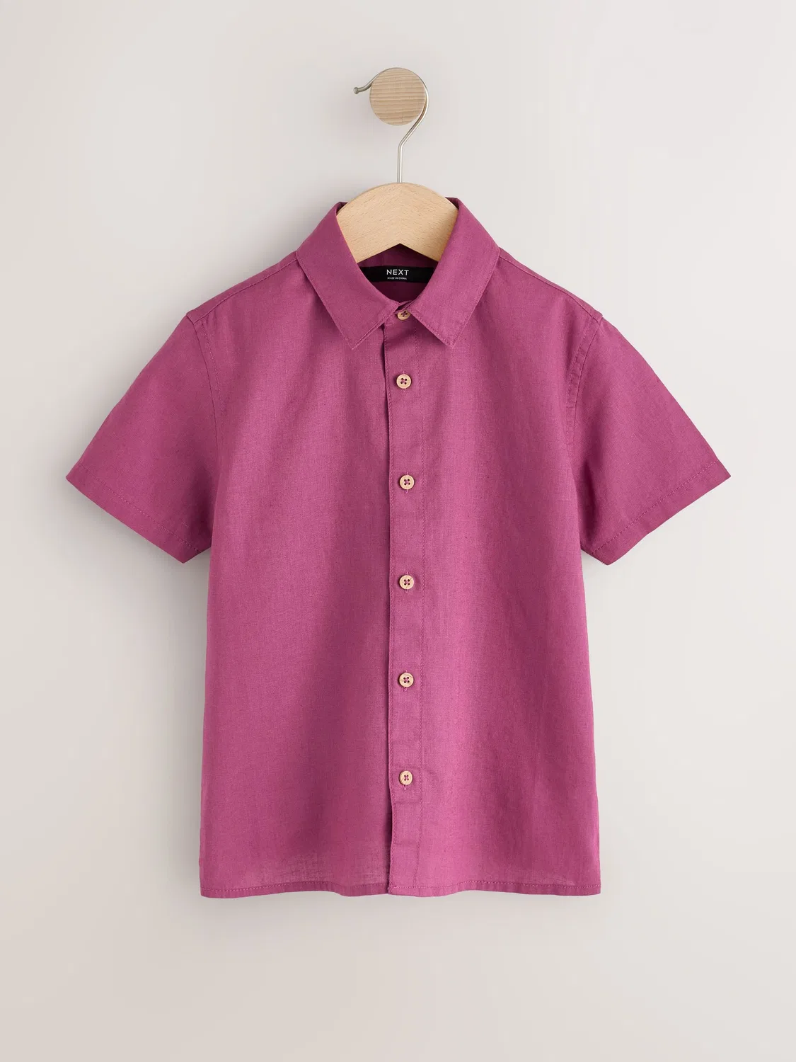 Рубашка с коротким рукавом из льняной смеси, Raspberry Pink Next