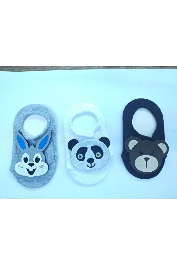 Детские носки-балетки с фетром без рукавов 3-предметный набор Özkardeşler Baby, Gray White Black
