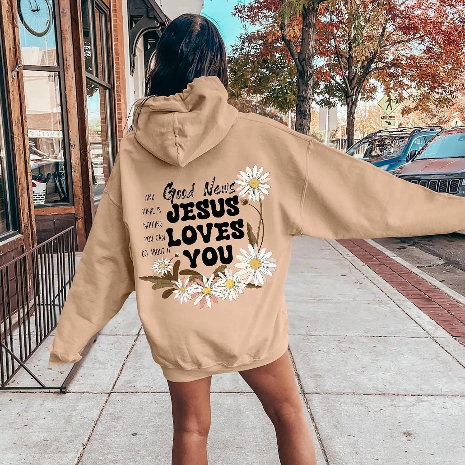 Женское худи с принтом, Graphic Hoodies, хаки — фото 3