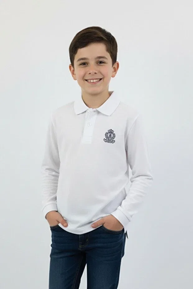 Детские свитшот для мальчиков с принтом Polo Neck Basic Newkids, White — фото 3