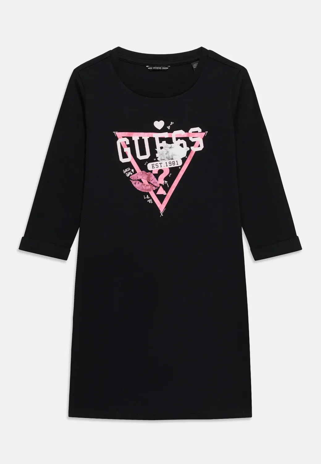 Платье из трикотажа с рукавами - трикотажное платье Guess, Black — фото 3
