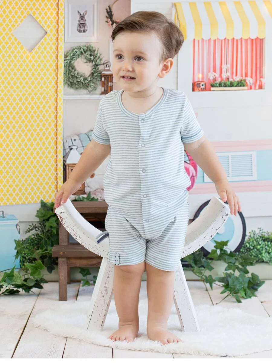 Комбинезон/боди OrganicEra 'OrganicEra Organic Baby Romper, Striped', цвет бирюзовый — фото 4