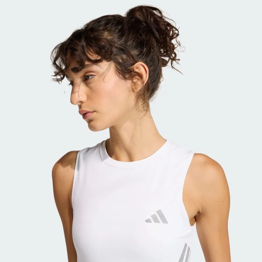 Женский топ-майка с принтом Iconic Running Crop Tank adidas Performance, Белый — фото 4