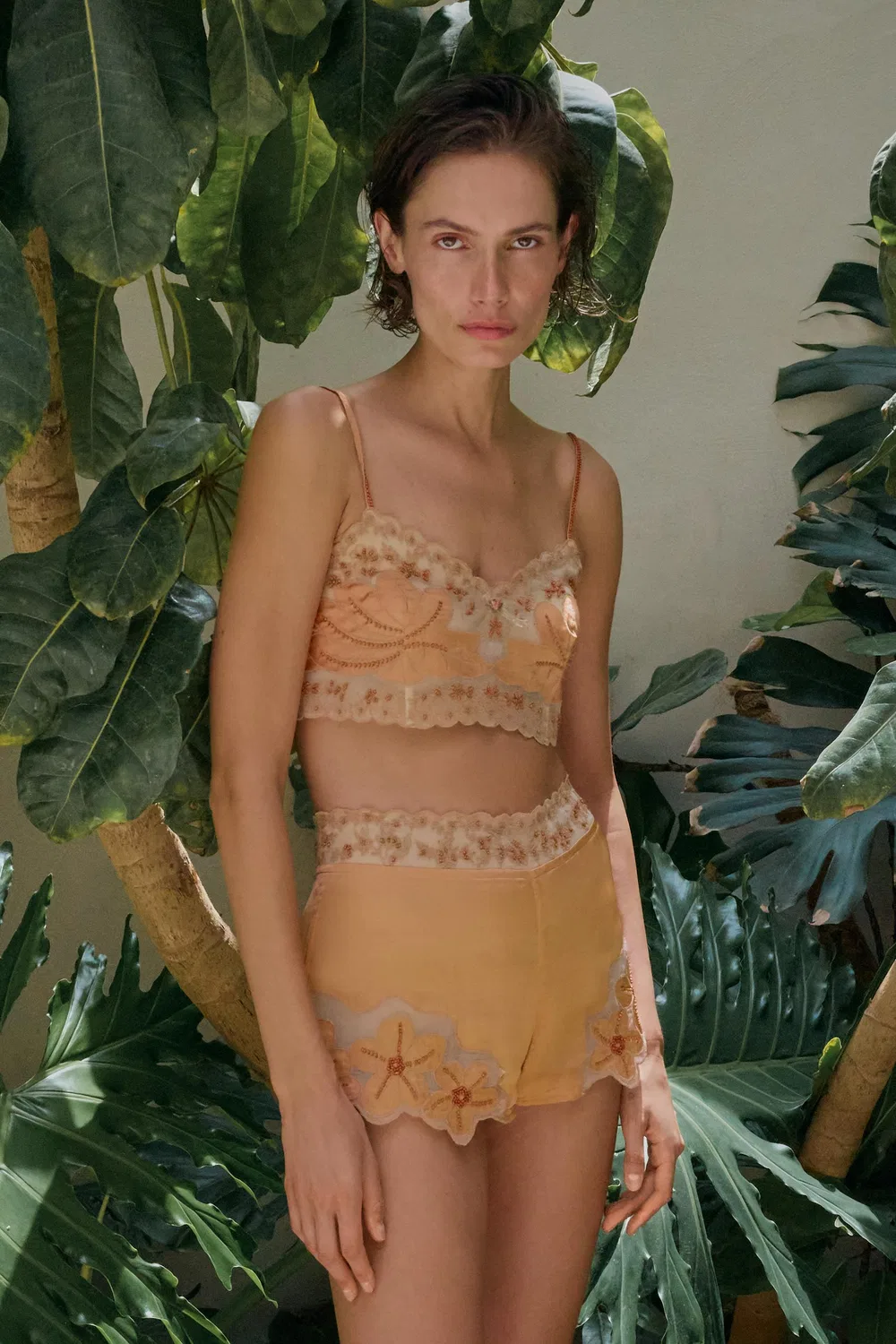 Топ с комбинированной вышивкой бисером ZARA, Orange — фото 4