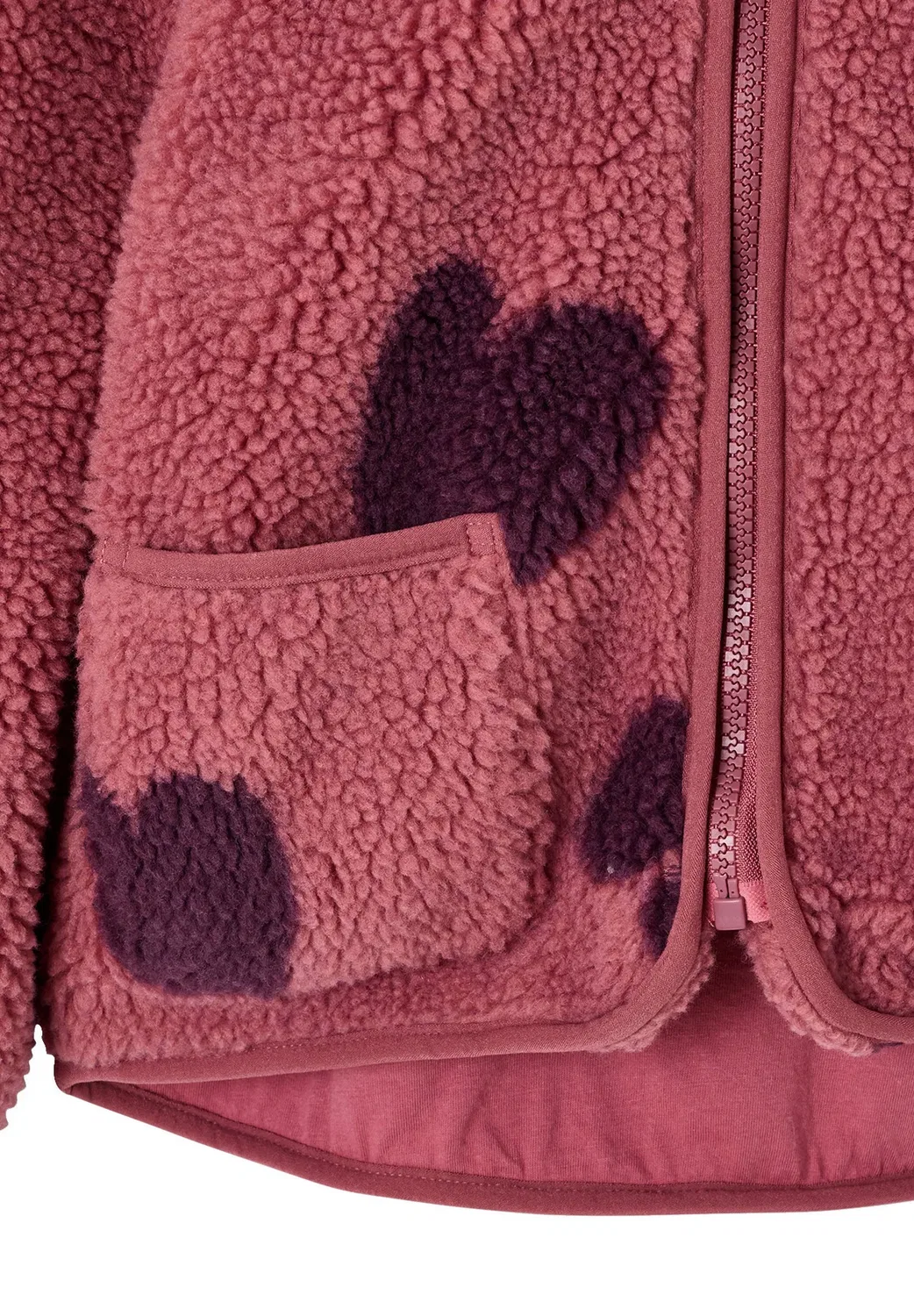 Mädchen teddyfleece-jacke mit blumenmuster und kapuze - флисовая куртка Vertbaudet, Malve — фото 3