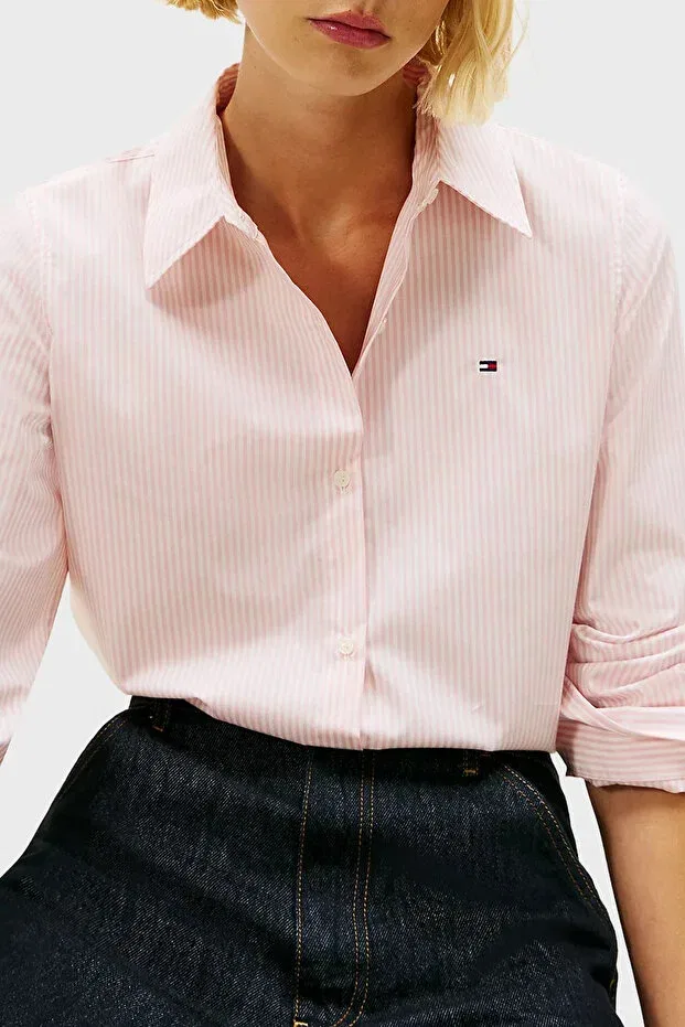 Женская рубашка с длинным рукавом Basics Tommy Hilfiger, Pink — фото 4