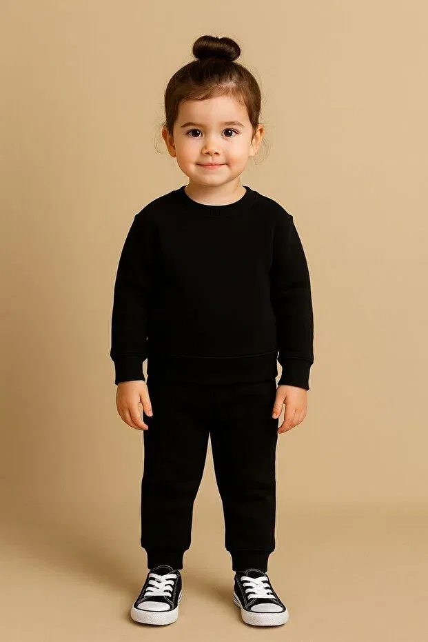 Детский комплект из футера с длинным рукавом Basics Ueskids, Black — фото 3
