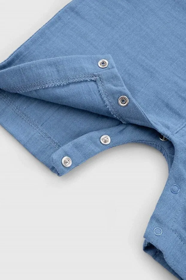 Детский комбинезон хлопковый Organic Cotton Baby Salopet Little Gusto, Blue — фото 4