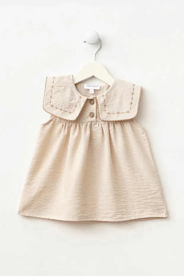 Детское платье для девочек с вышивкой Minipodyum, Beige — фото 3
