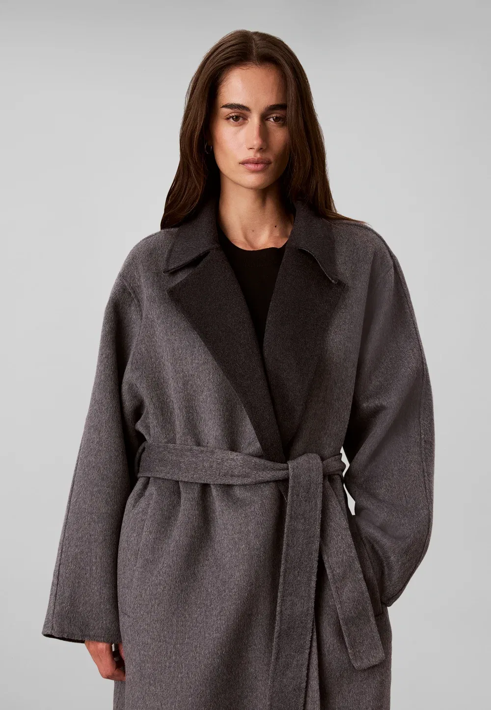 Длинное пальто-халат - классическое пальто Calvin Klein, Medium Grey