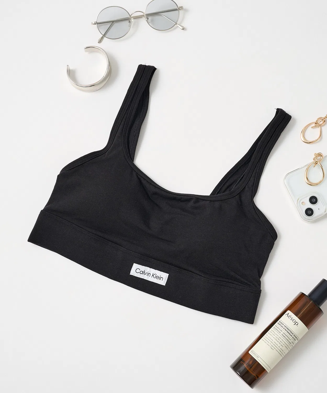 Женский бралетт с квадратным вырезом Calvin Klein, Черный