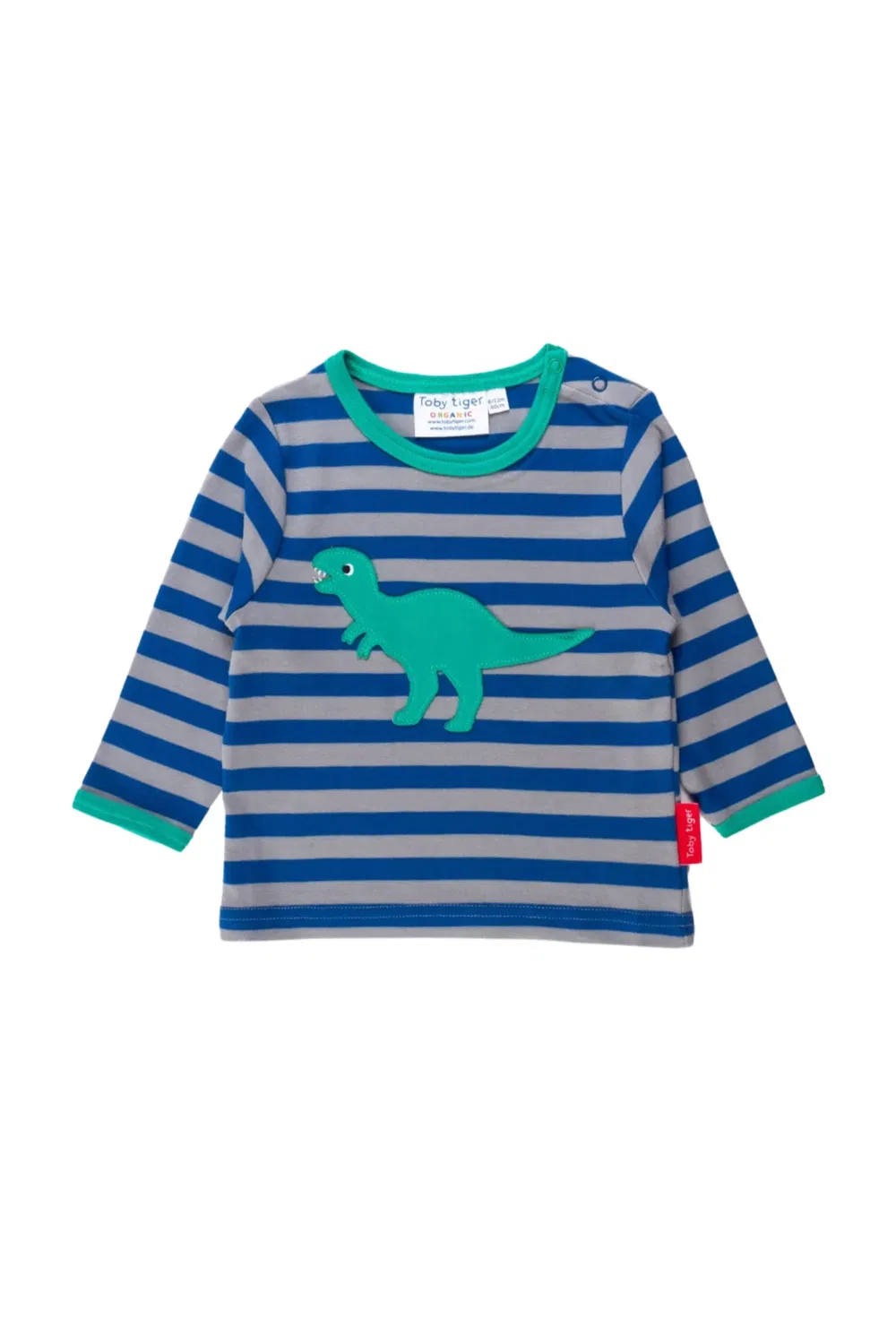 Детская футболка с длинным рукавом с аппликацией T-Rex Toby Tiger, Blue