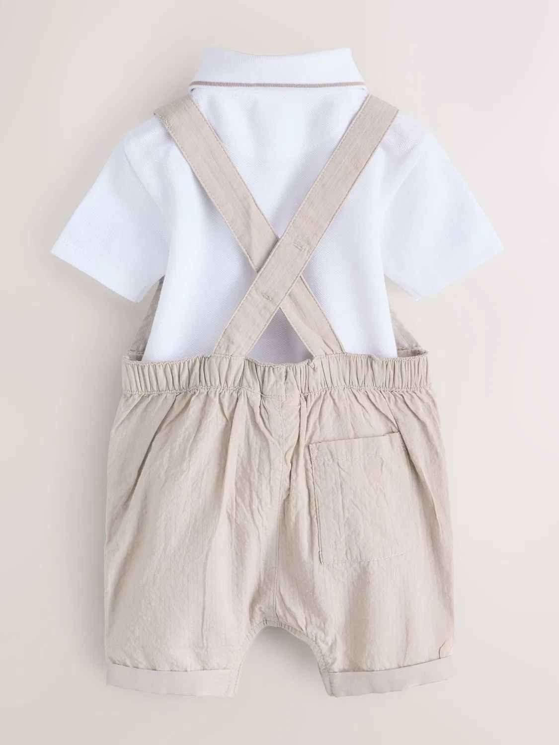 Комплект из джинсового комбинезона, поло и панамы, модель Seersucker, бренд Baker by Ted Baker, цвет Stone — фото 2