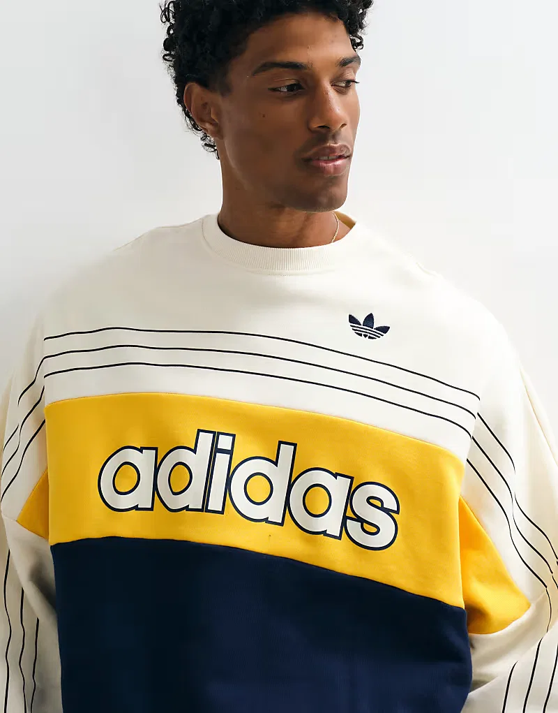 Ретро-свитшот Adidas Originals с логотипом в оранжево-синих тонах — фото 3