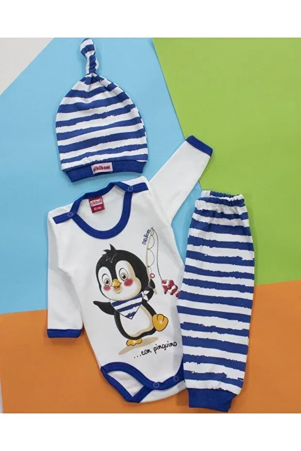 Детский комплект боди-штаны-шапка Halloween Mora, Blue Penguin