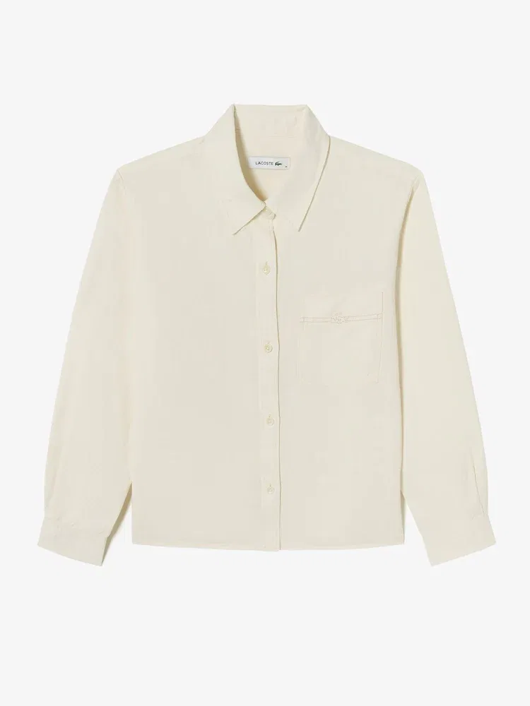 Рубашка джинсовая LACOSTE White, свободного кроя, белая