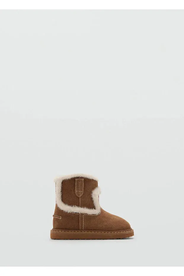 Детские ботинки для девочек на плоской подошве с замшевой отделкой Mango Baby, Medium Brown — фото 2