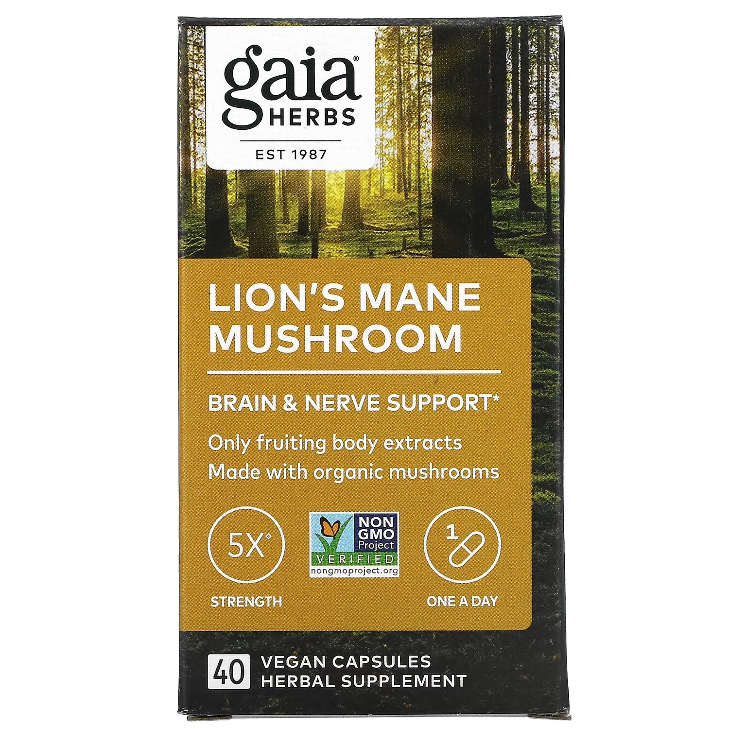 

Гриб - Львиная Грива Gaia Herbs, 40 веганских капсул
