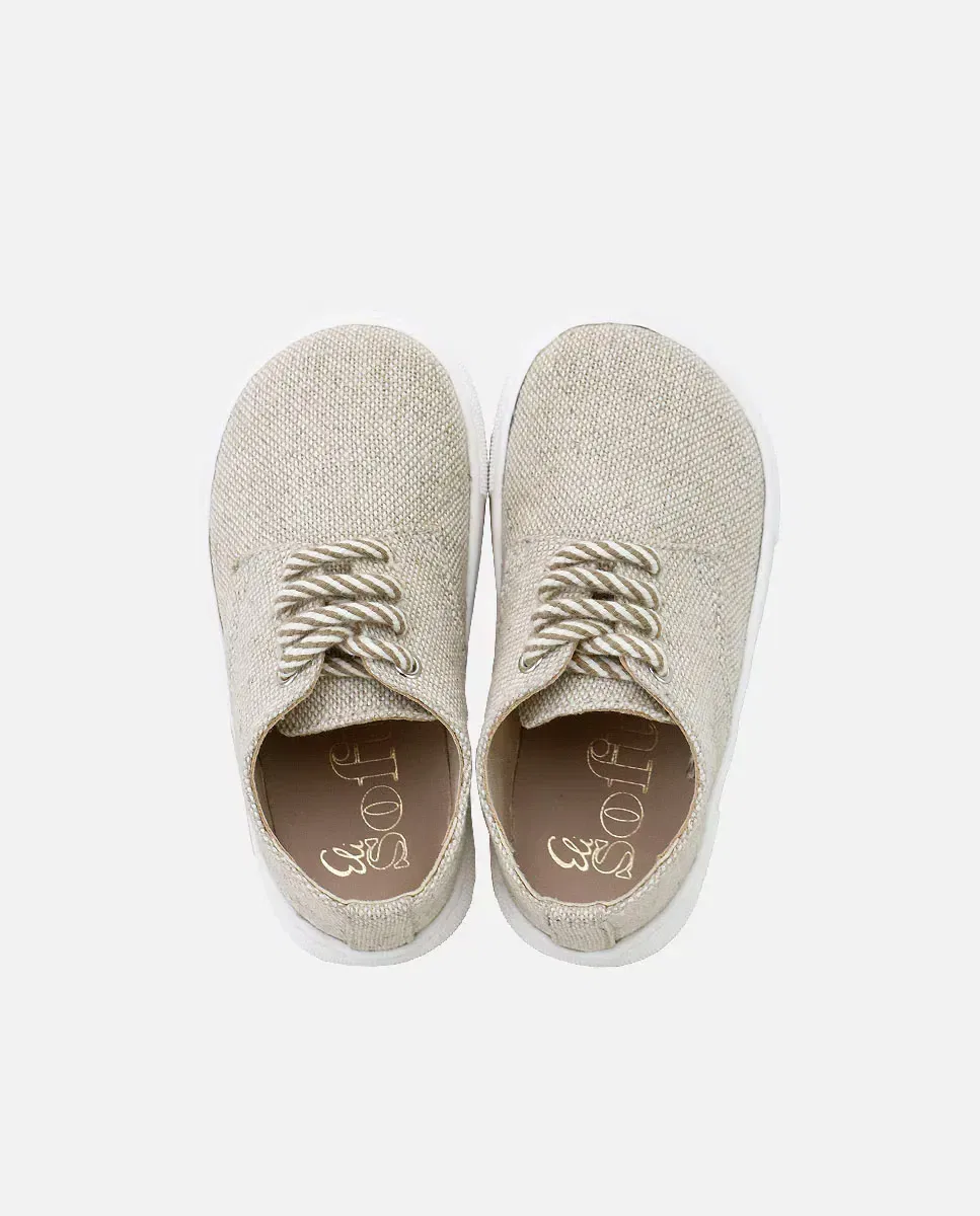 Детские туфли-лодочки на шнуровке бесшовные Eli 1957, Beige — фото 4
