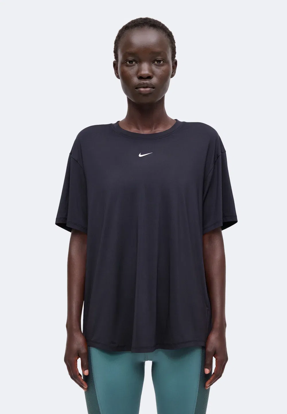 W nk1 df tie back ss - спортивная футболка Nike Performance, Black/White — фото 3