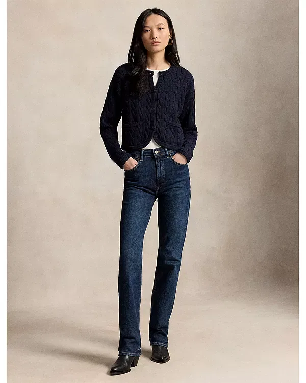 Женский кардиган с кабельным вязанием Ralph Lauren, синий — фото 2