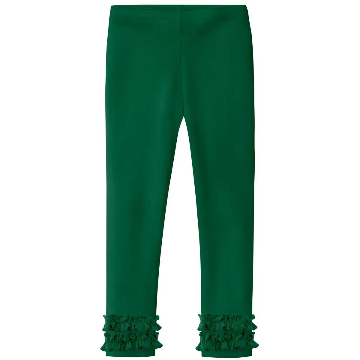 Детские леггинсы для девочек хлопковые с оборками City Threads, Forest Green