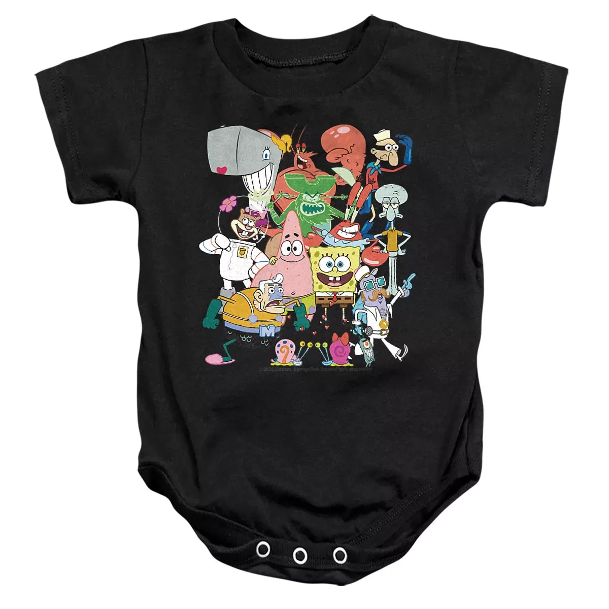 Детское боди с коротким рукавом с принтом Spongebob Large Group SpongeBob, Black