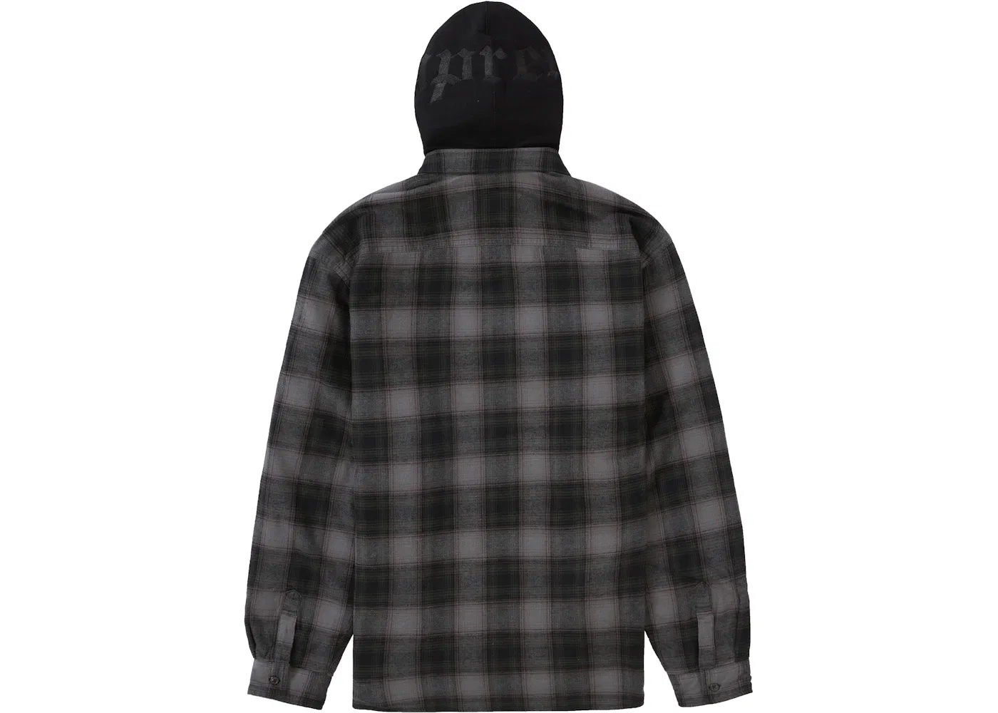 Мужская фланелевая рубашка с капюшоном на молнии Supreme, Black — фото 3