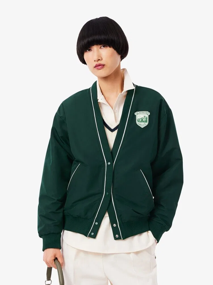 Куртка женская LACOSTE Green с отделкой кантом