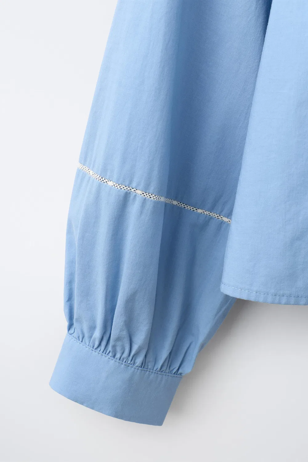 Романтическая вышитая рубашка ZARA, Light blue — фото 4