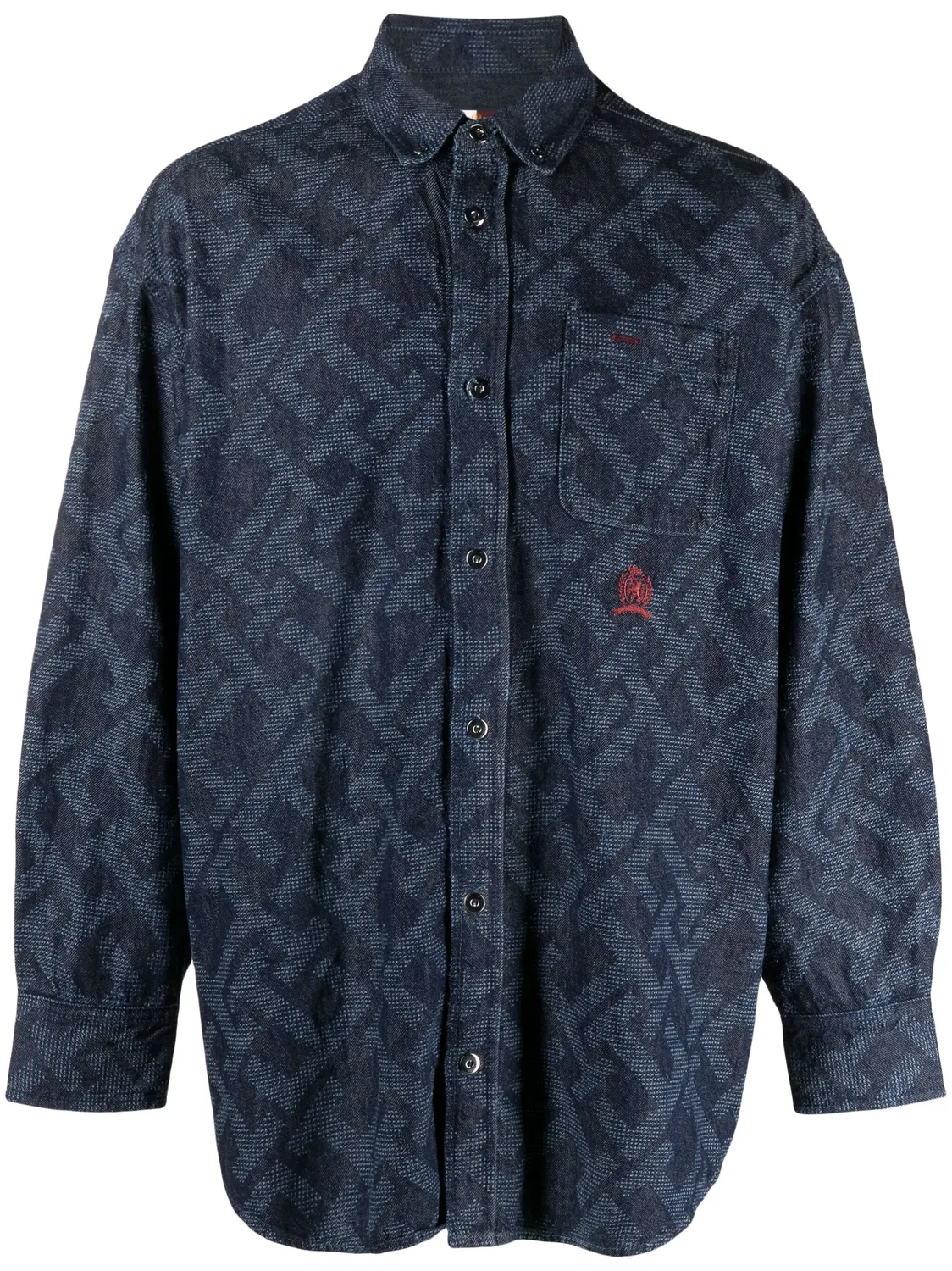 Джинсовая рубашка с монограммным жаккардом Tommy Hilfiger, голубой