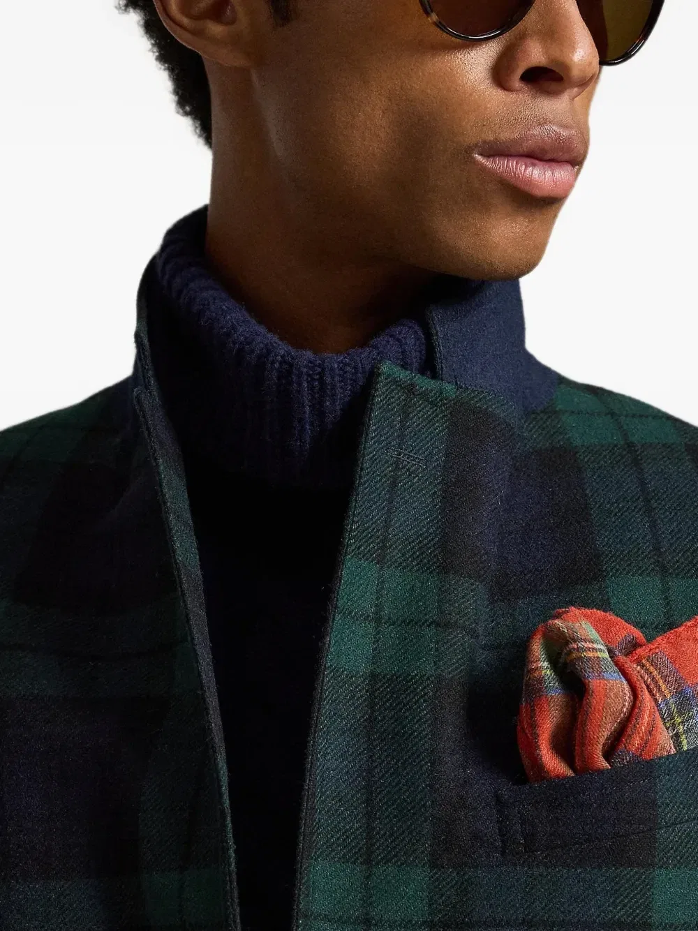 Однобортный пиджак в клетку тартан POLO RALPH LAUREN, зеленый — фото 4