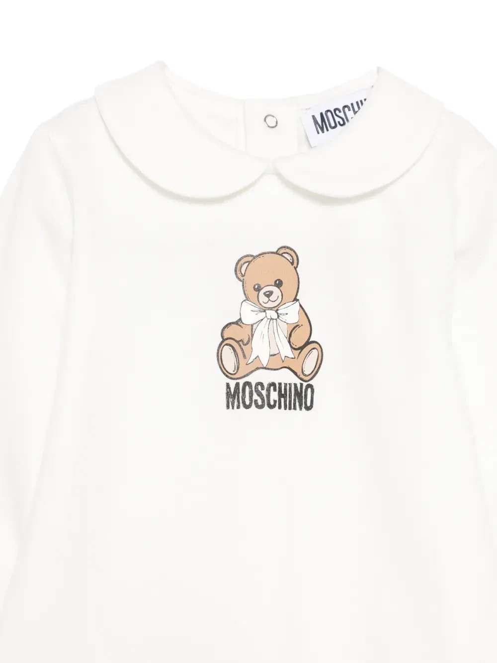 Пижама с воротником Питер Пэн и плюшевым мишкой Moschino Kids, белый — фото 3