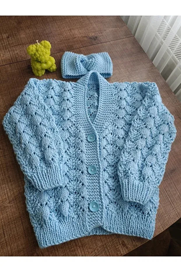 Детский кардиган с длинным рукавом El Örgüsü Cici Bebe, Blue
