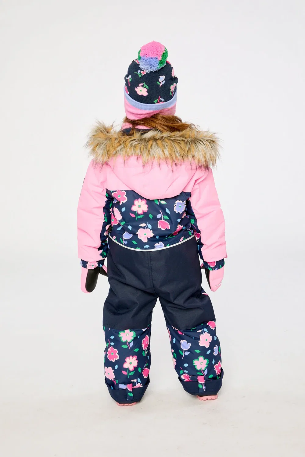 Детский комбинезон зимний утепленный с принтом Discover Deux par Deux, Blue Floral Print — фото 2