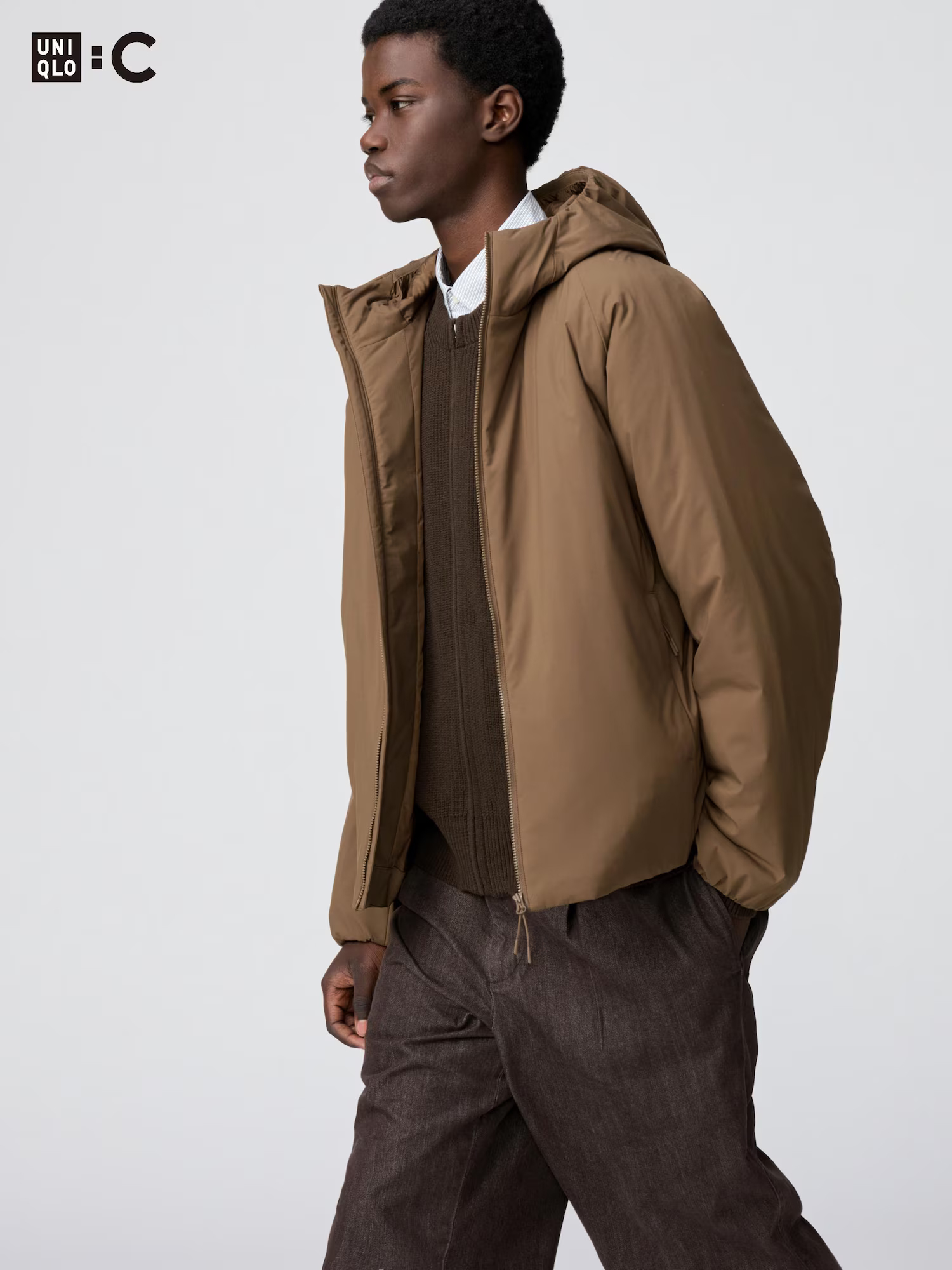 Мужская утепленная ветровка Uniqlo, 34 коричневый — фото 2