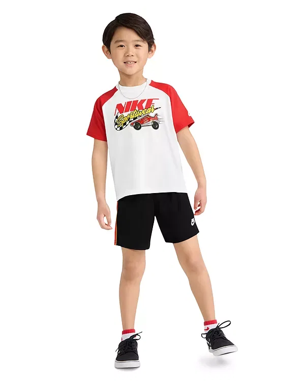 Детский комплект для мальчиков с принтом Victory Lap Tee & Shorts Set Nike, черный — фото 4
