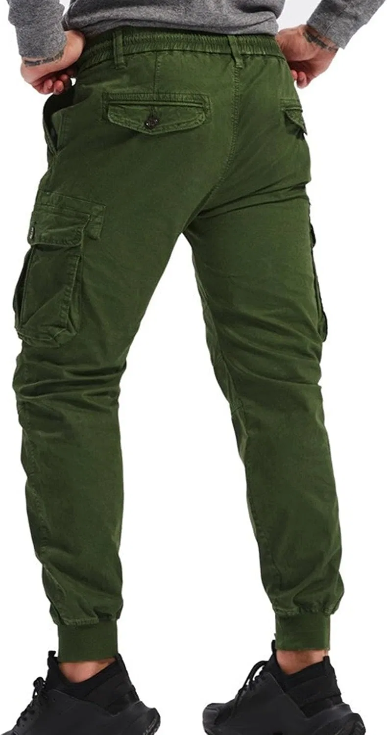 Мужские тактические карго-брюки Slim Fit с молниями, зелёный — фото 4