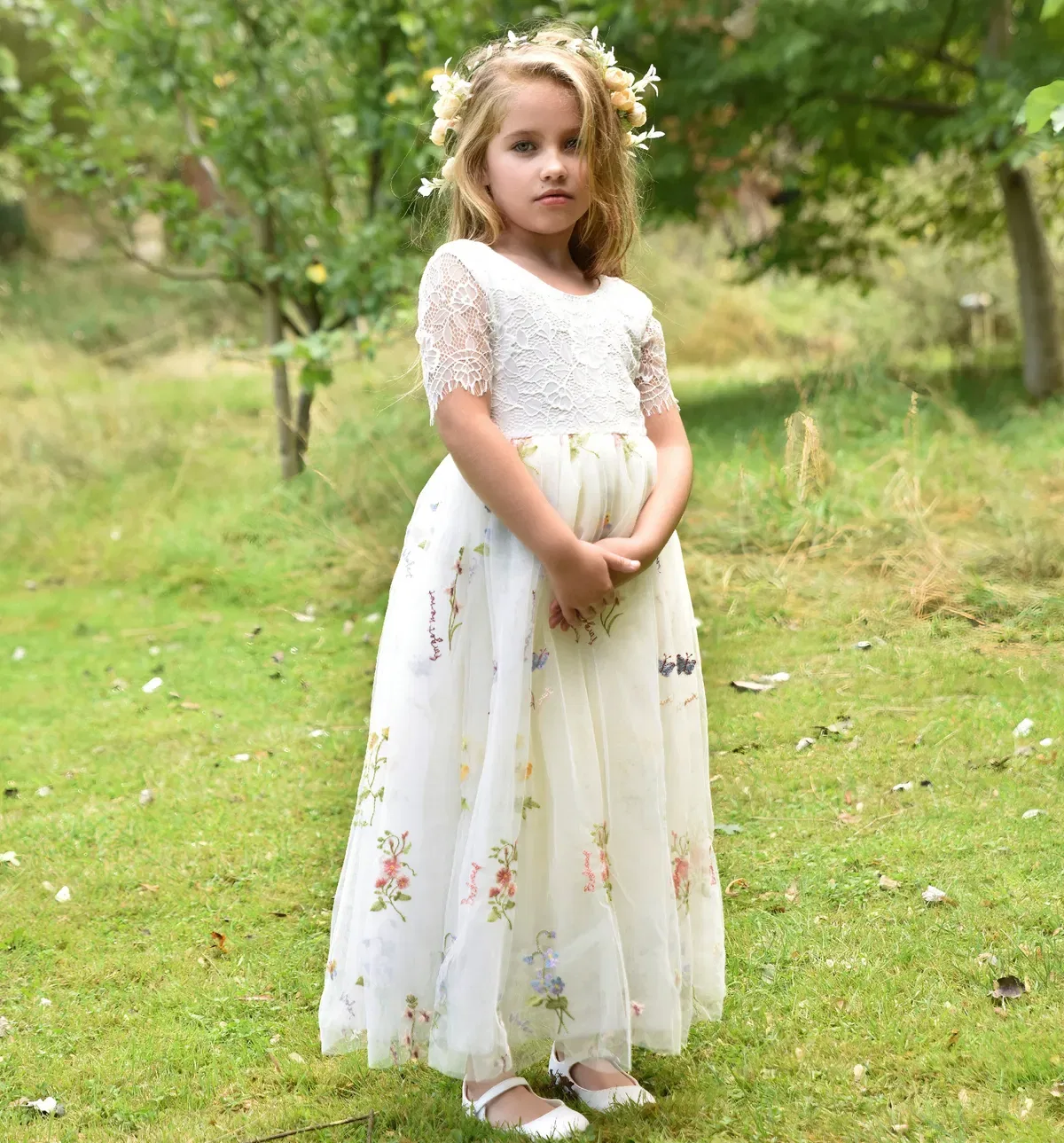 Платье с вышивкой Enchanted Uk Flower Girl Boutique, Ivory — фото 3