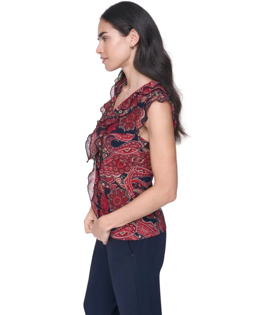 Блузка без рукавов с воланами Paisley Tommy Hilfiger, Midnight Multi — фото 4