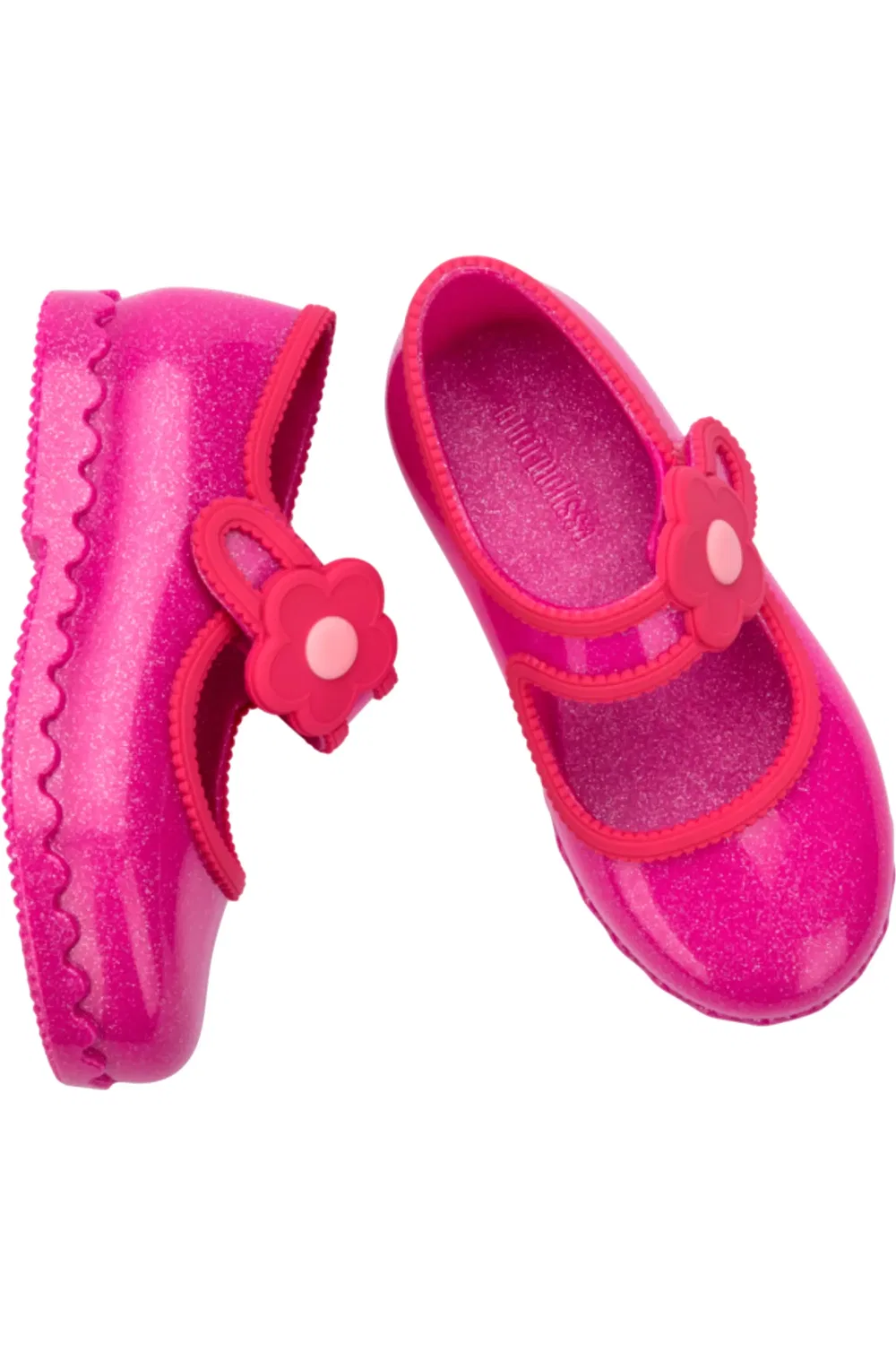 Детские балетки на регулируемом ремешке Jelly Hip Ballerina Mini Melissa, Glitter Pink — фото 3