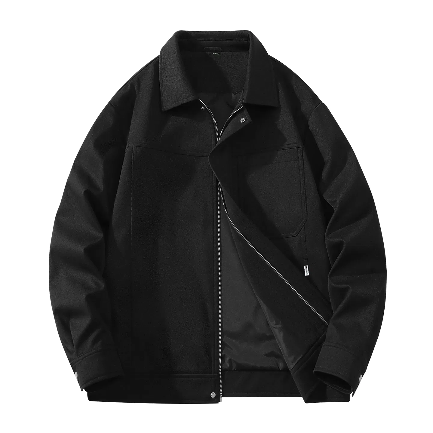 Детское пальто с отложным воротником MINISO, Black (Me45 Smile Label Lower Left Pocket B Logo)