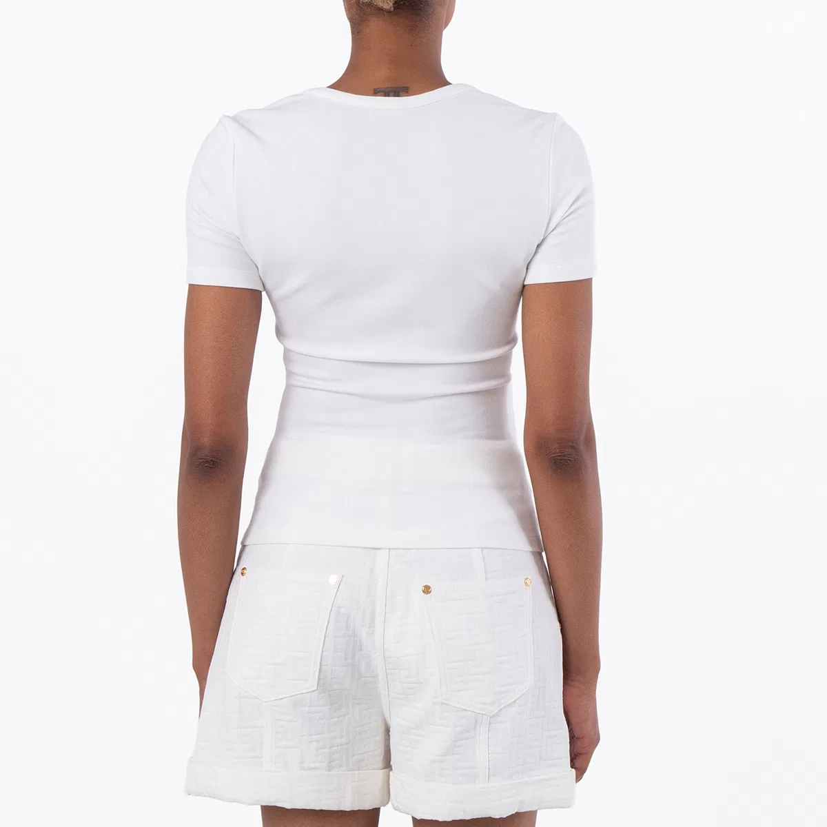 Футболка с вышивкой PB Logo Balmain, Blanc Or — фото 4
