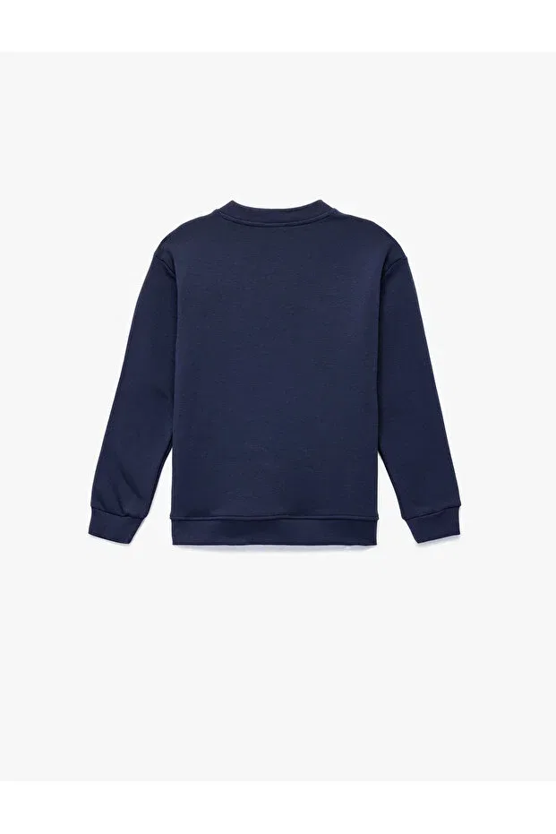 Детские свитшот для мальчиков с принтом Dinosaur Printed Koton, Navy Blue — фото 2