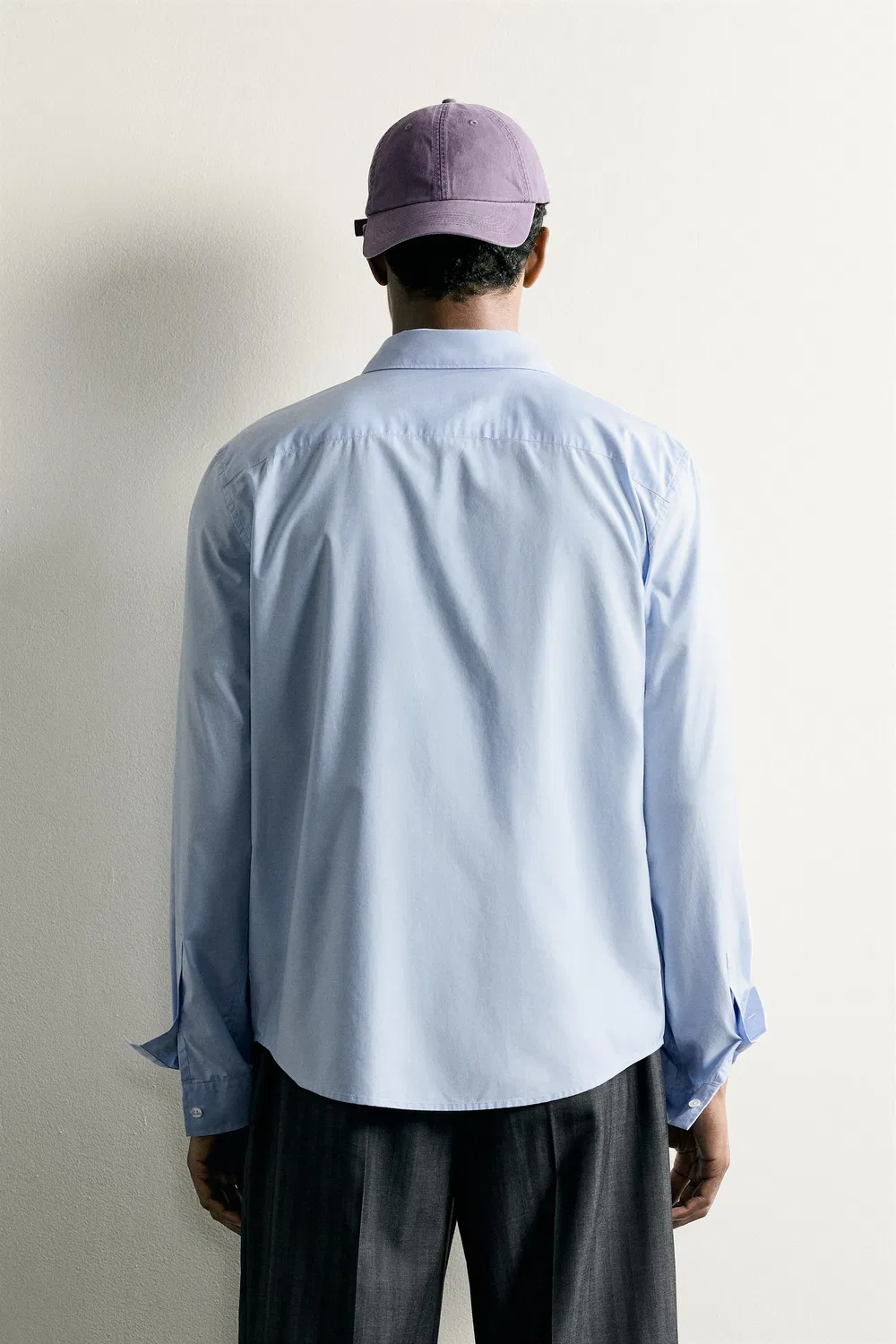 Хлопковая рубашка свободного кроя ZARA, Pastel blue — фото 3